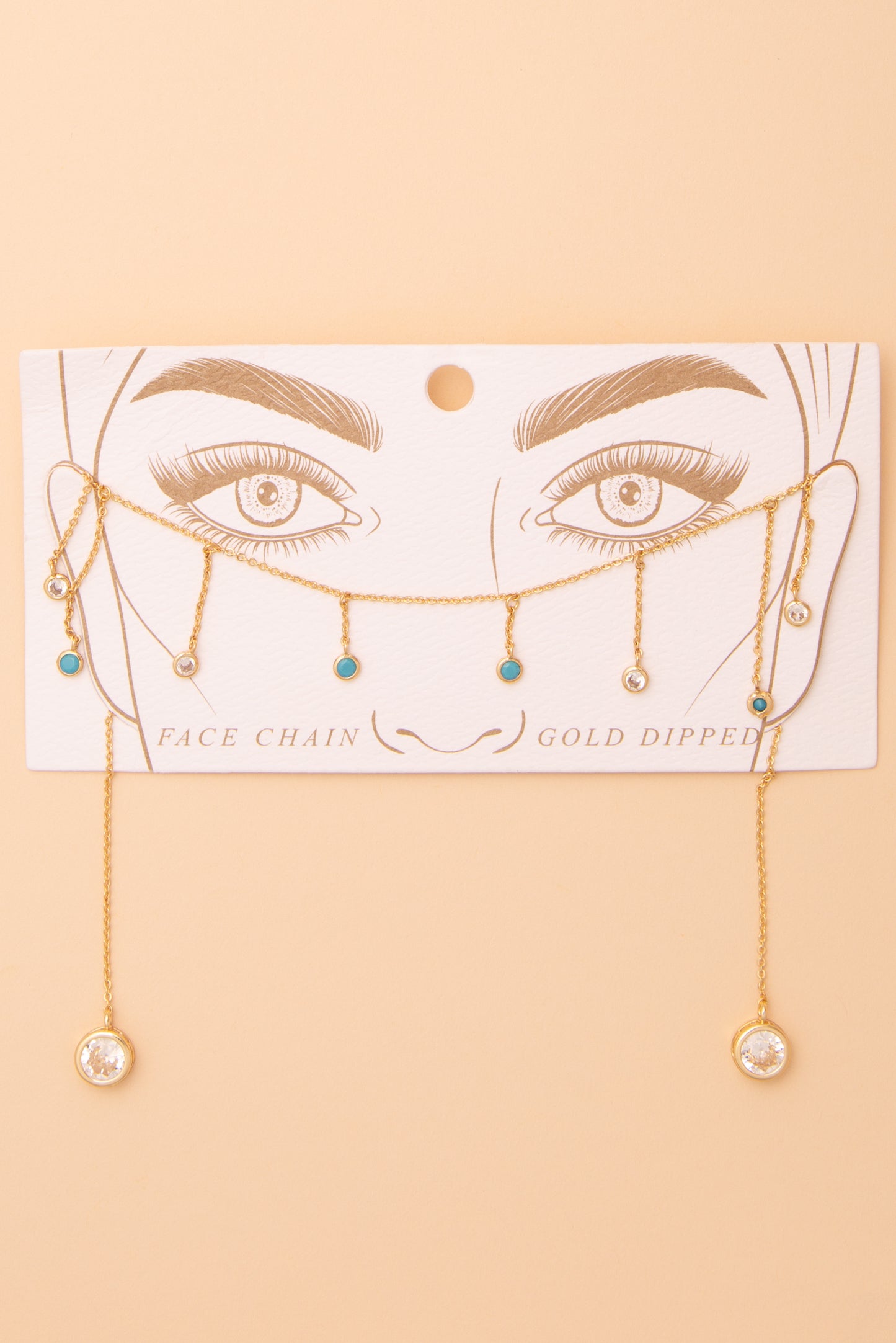 Veronica Turquoise Embellished Bezel-Set Crystal Face-Chain