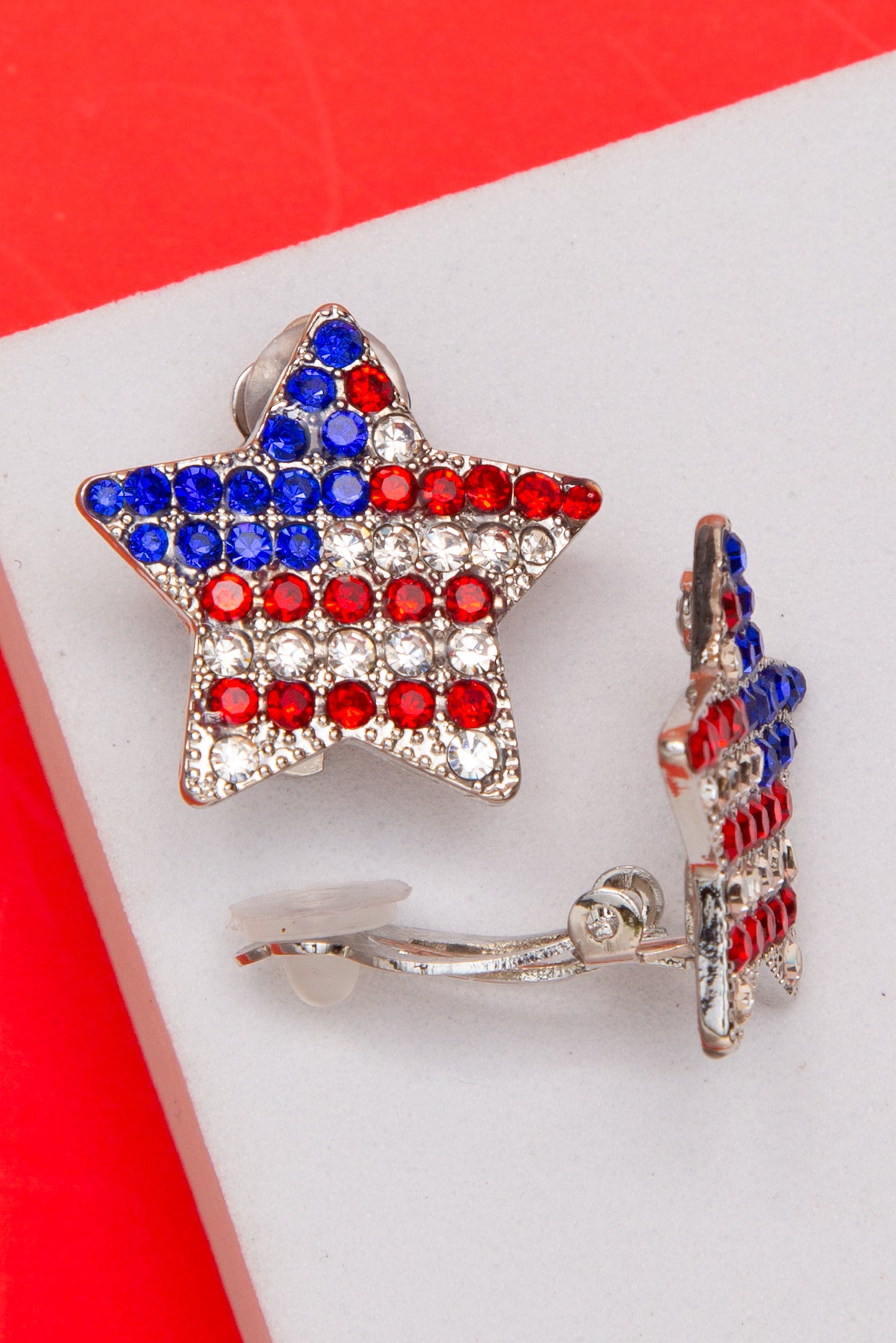 Clara Flag Star Clip On Earrings