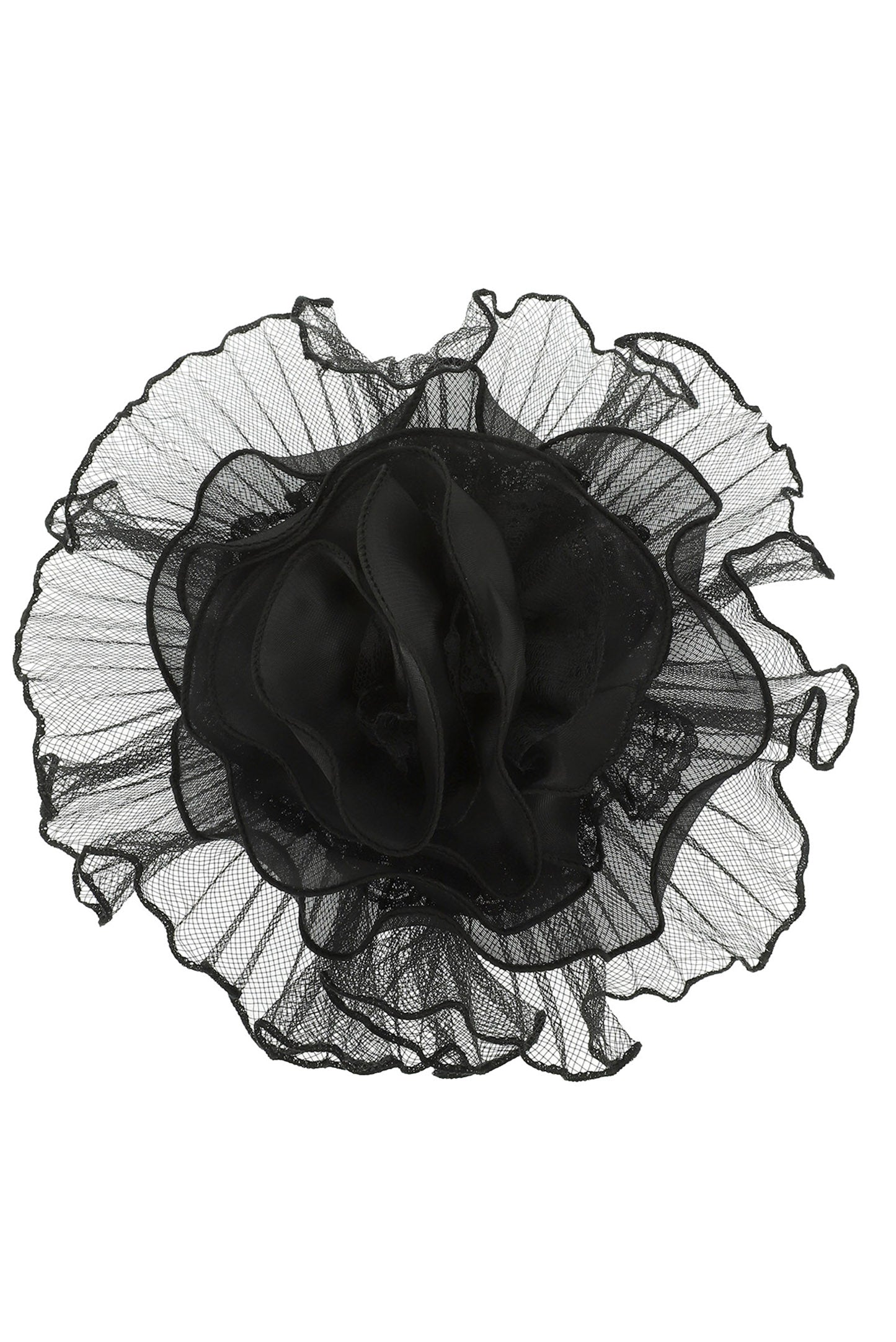 Jasmine Lace Mesh Rose Bloom Fascinator with Headband and Hair Clip | Black