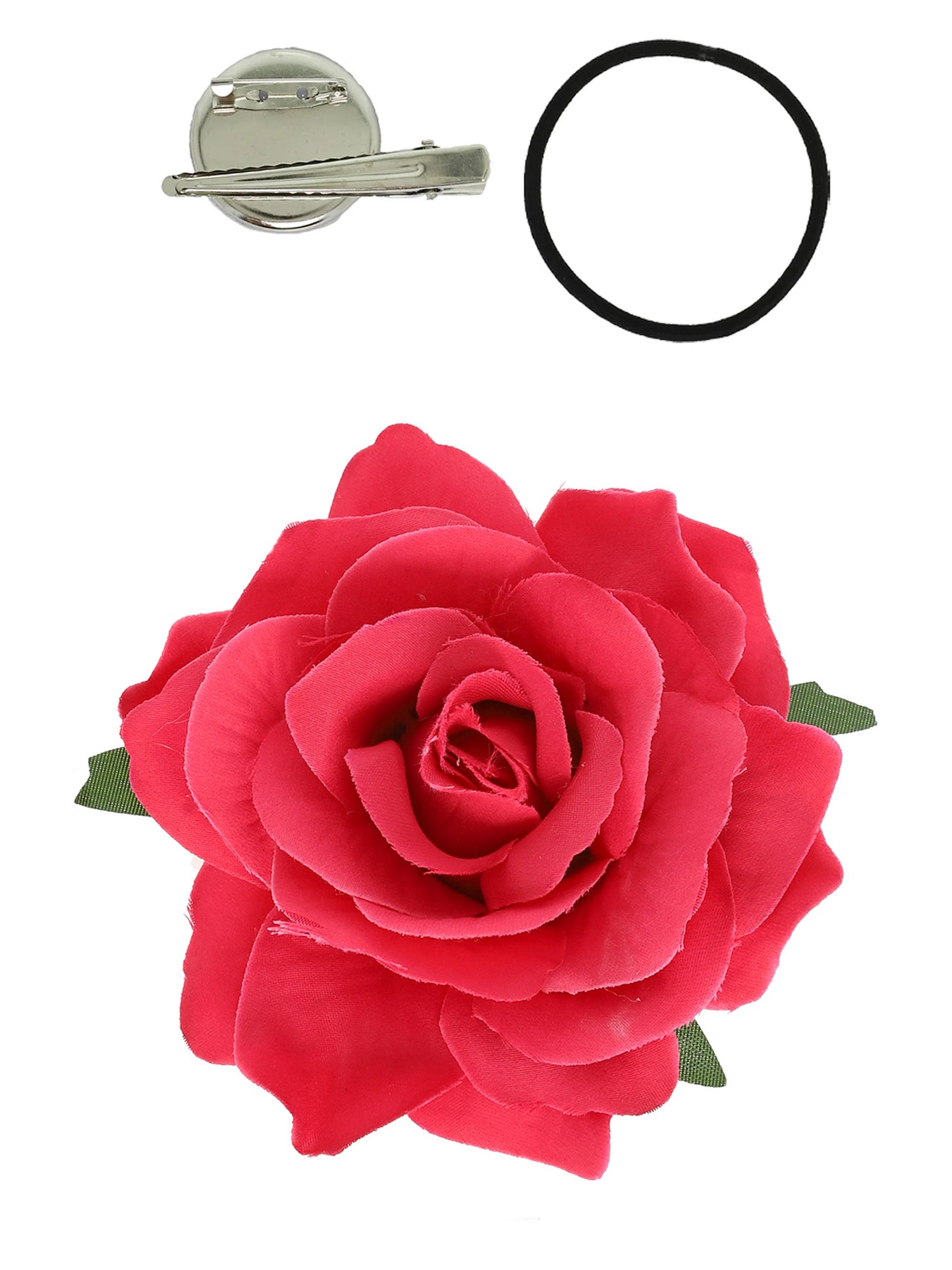 Rose Flower Brooch and Hair Clip Tie Accessory