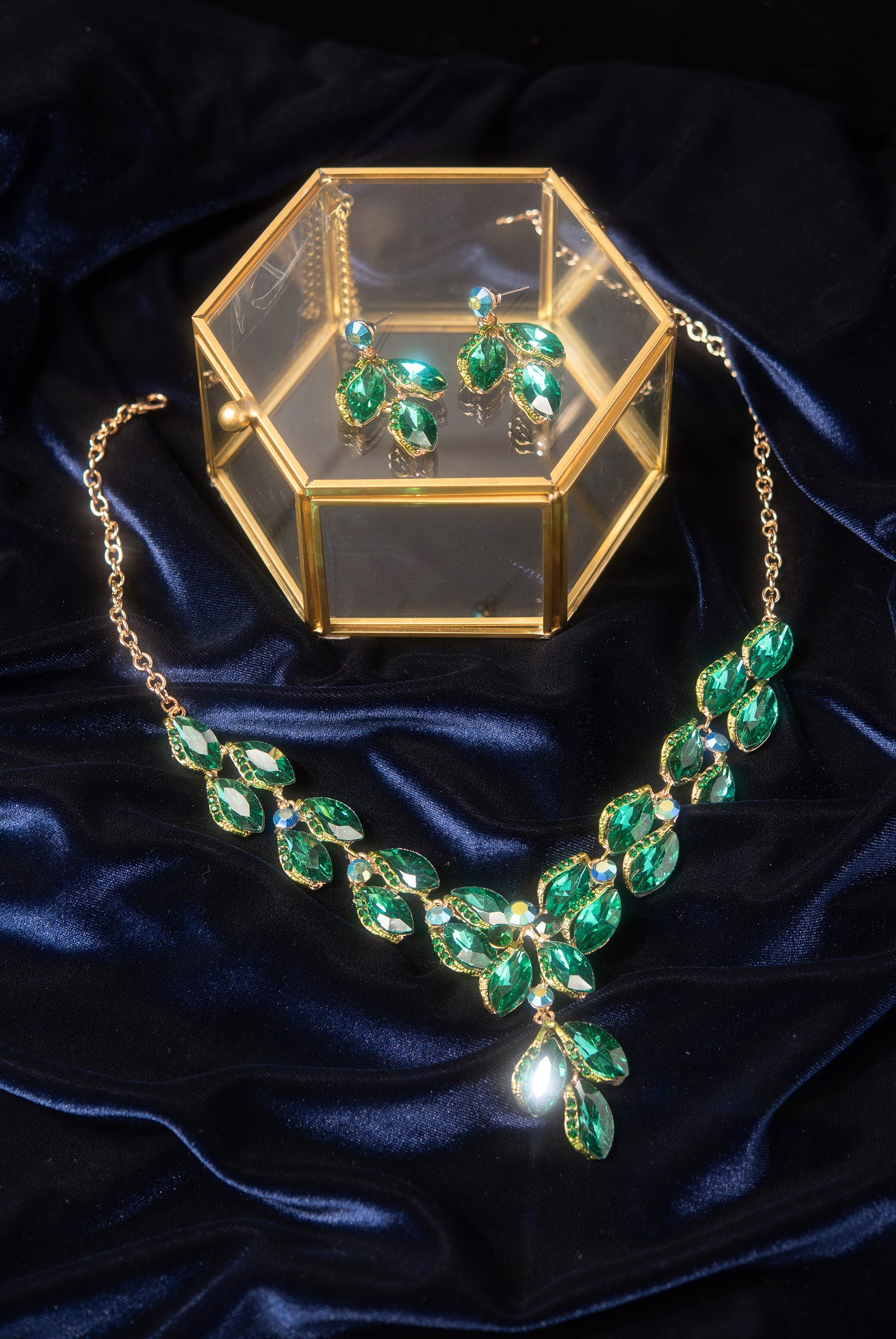 Hazel Leaf Droplet Necklace & Earring Set