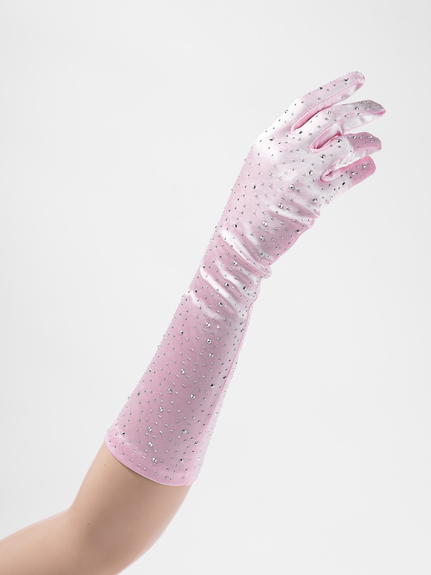 Katherine 38" Bridal Satin Rhinestone Gloves