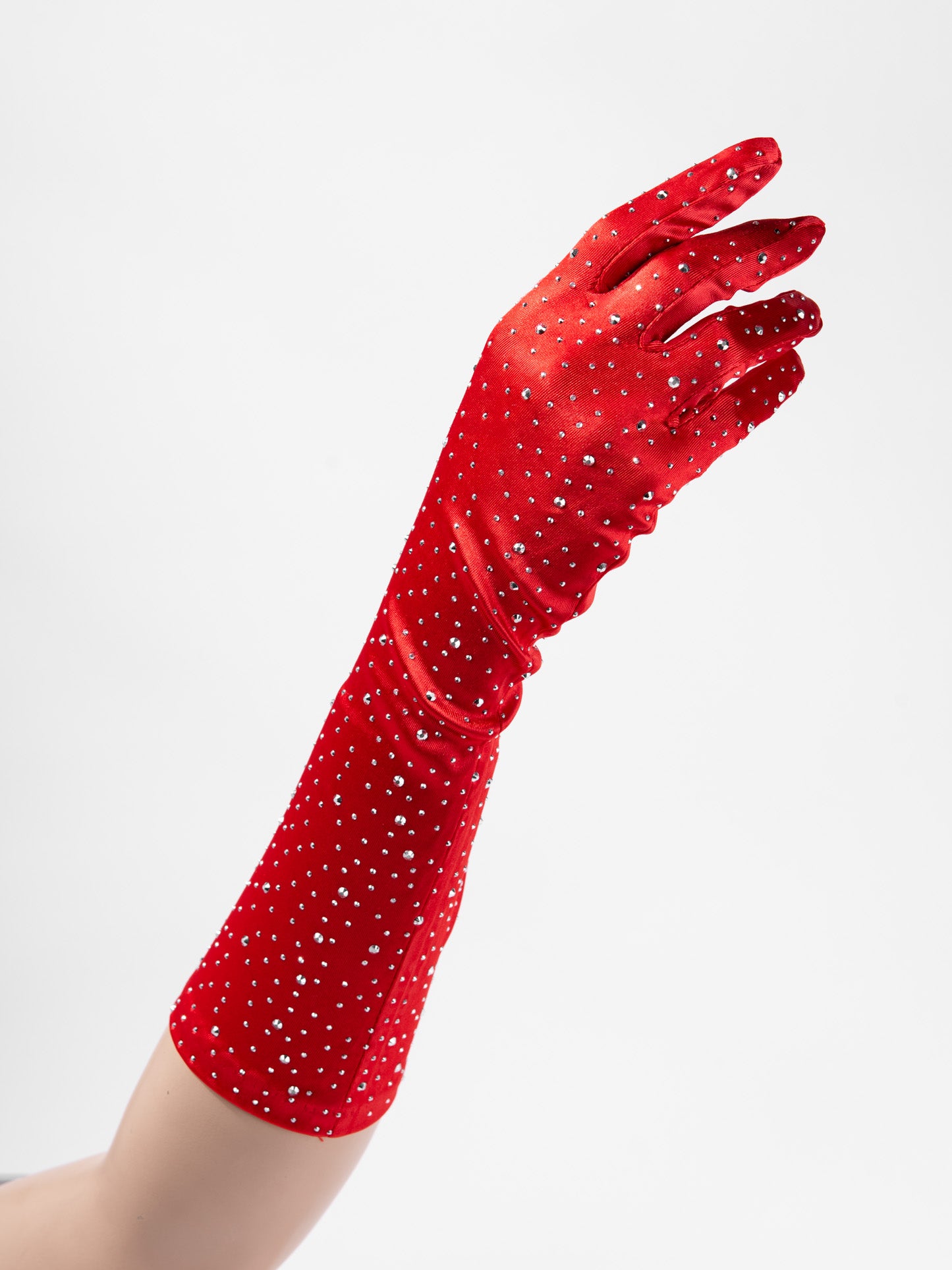 Katherine 38" Bridal Satin Rhinestone Gloves
