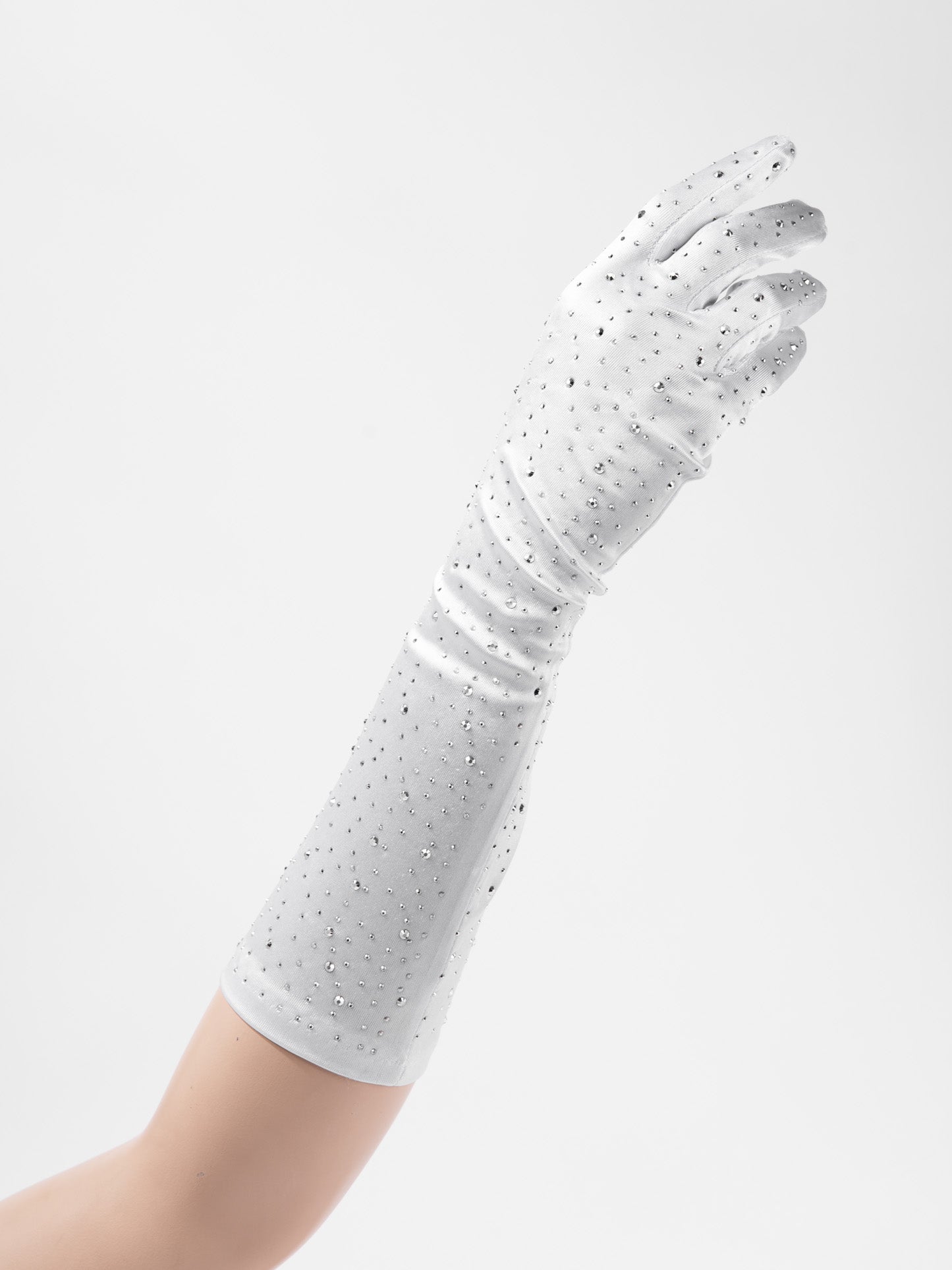 Katherine 38" Bridal Satin Rhinestone Gloves