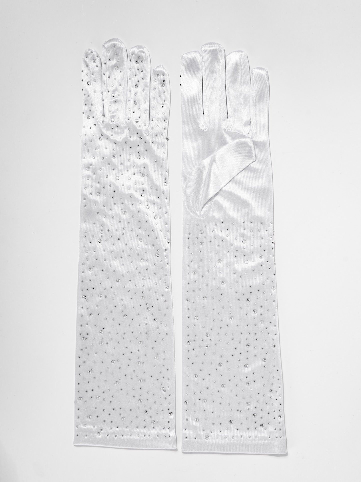 Katherine 38" Bridal Satin Rhinestone Gloves