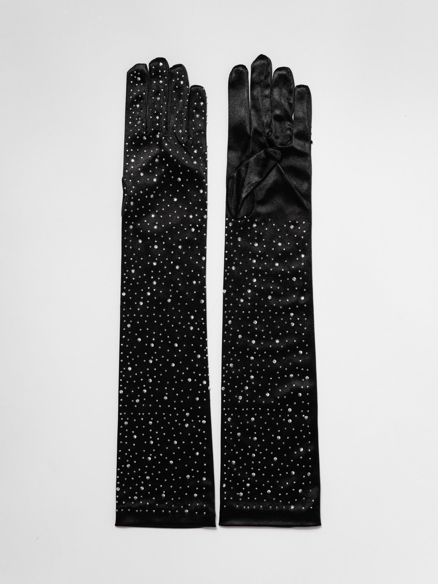 Maya 48" Rhinestone Bridal Satin Gloves