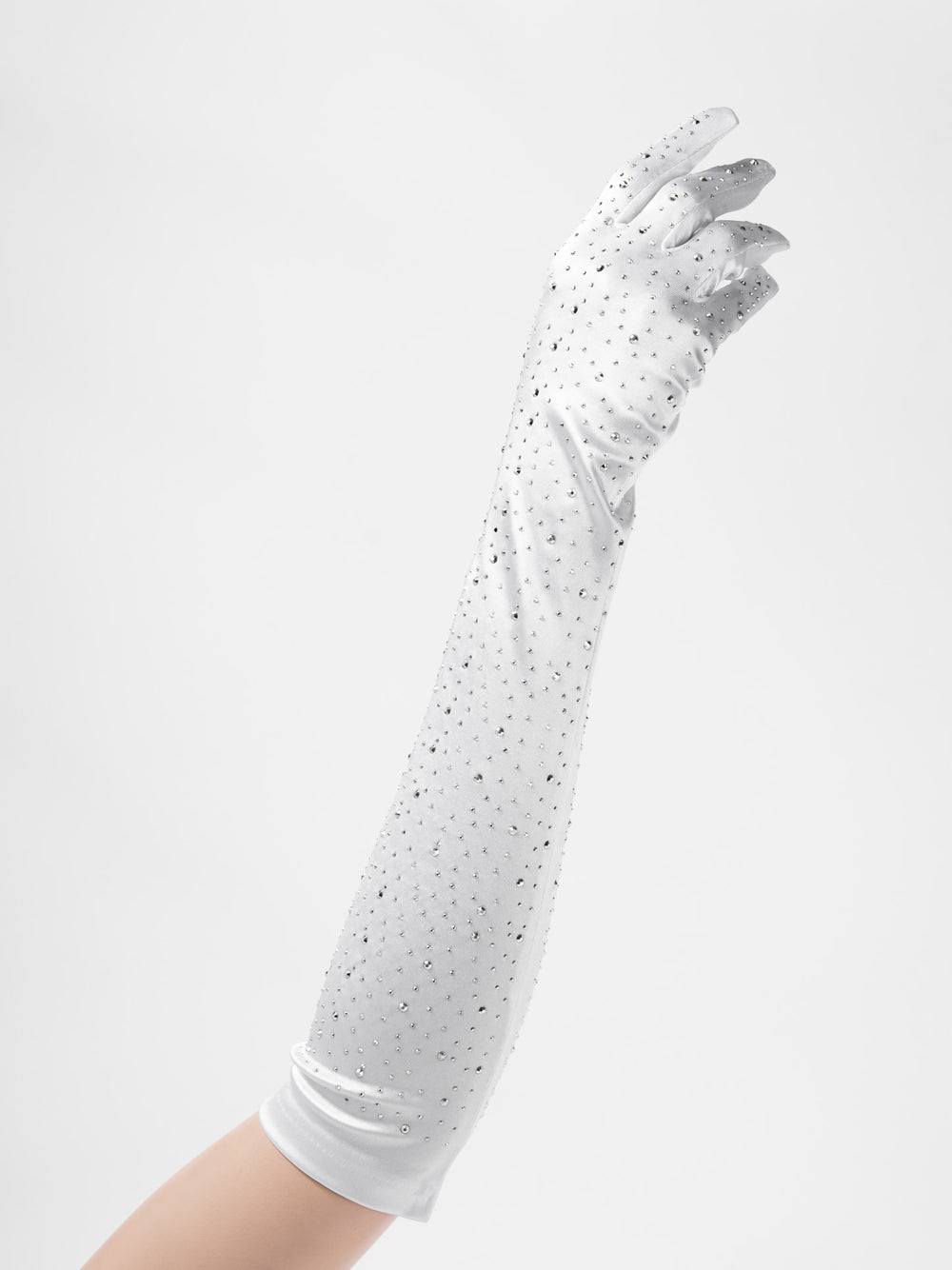 Maya 48" Rhinestone Bridal Satin Gloves