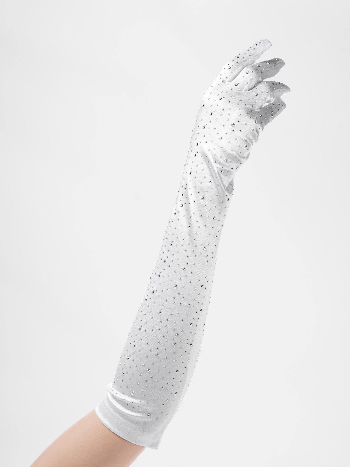 Maya 48" Rhinestone Bridal Satin Gloves