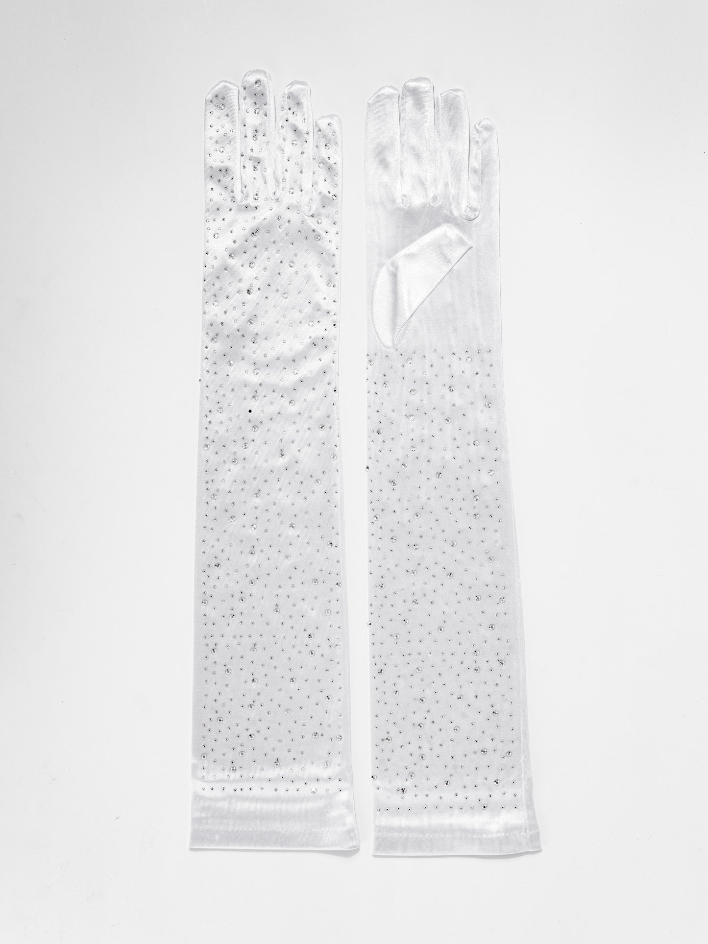 Maya 48" Rhinestone Bridal Satin Gloves