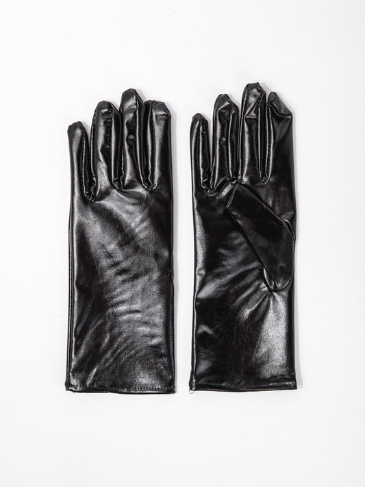 Nova Wrist Length Metallic Gloves | Black