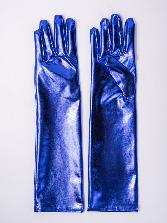Layla Elbow Length Metallic Gloves | Royal Blue