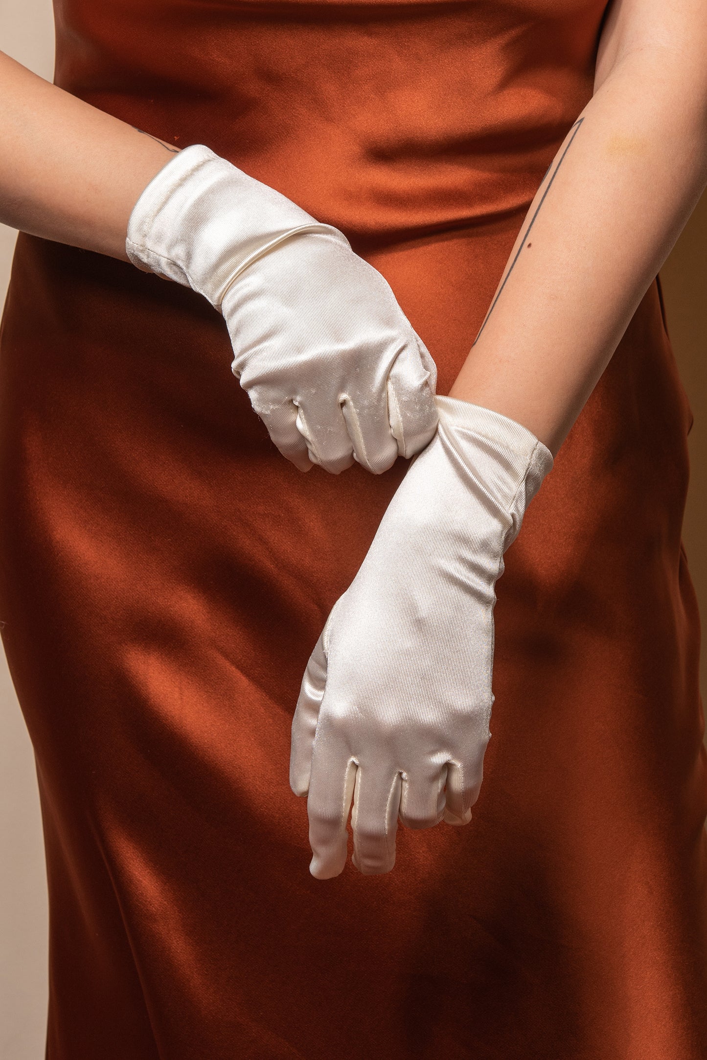 Sadie Wrist Length Satin Gloves