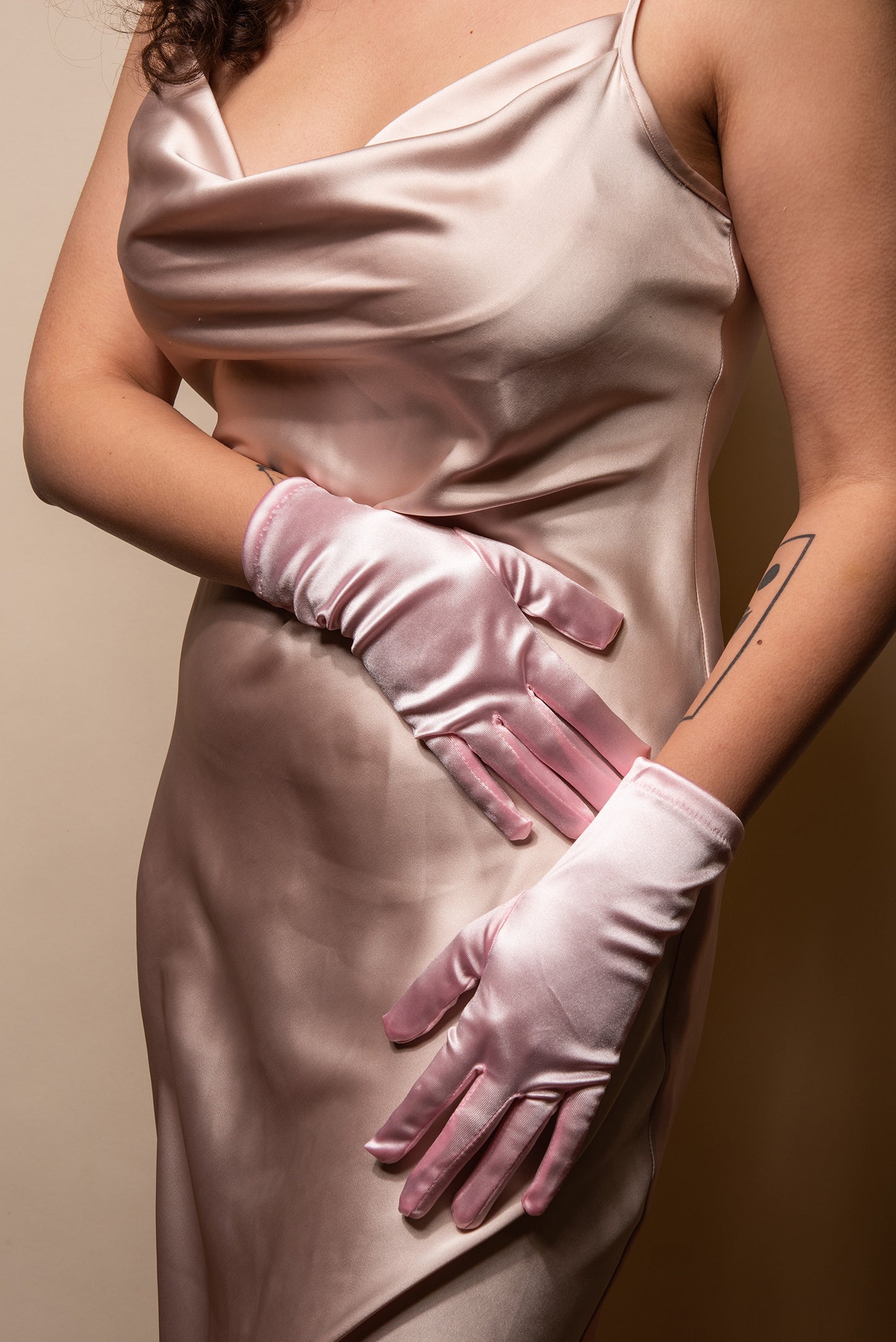 Sadie Wrist Length Satin Gloves