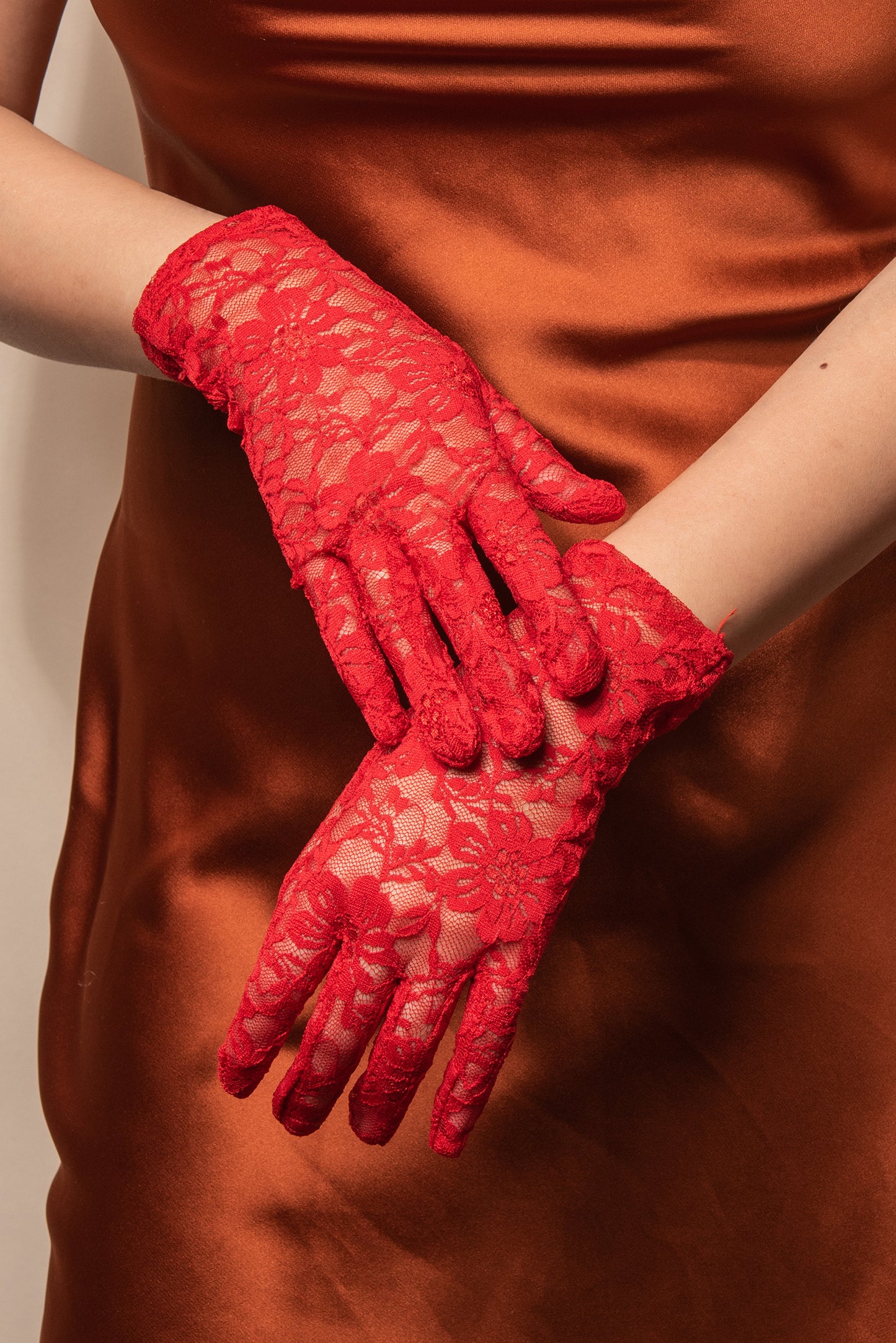 Katherine Wrist Length Laced Gloves