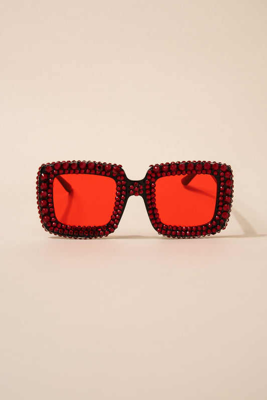 Beverly Retro Square Rhinestone Sunglasses