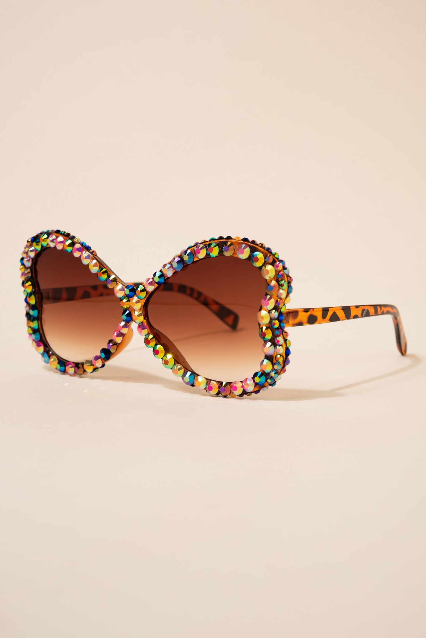 Kinley Butterfly Wing Oversized Rhinestone Sunglasses
