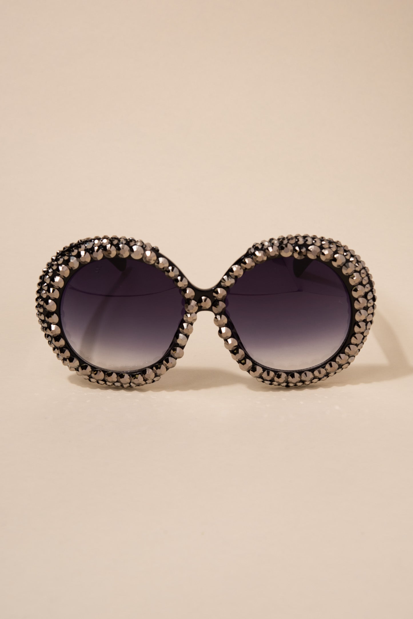 Gracie Oversized Round Frame Rhinestone Sunglasses
