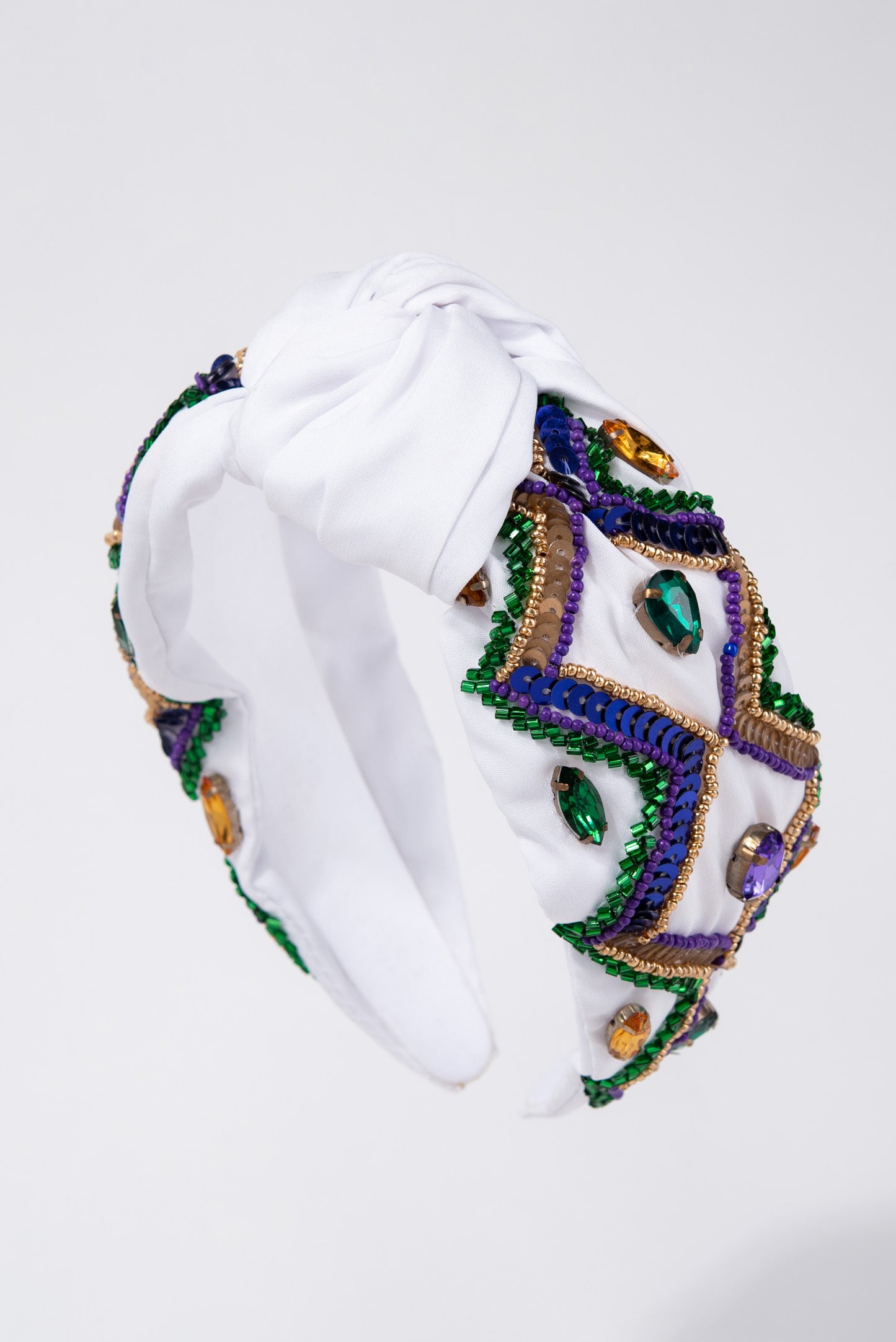 Juliette Mardi Gras Tricolor Sequin Top Knotted Headband