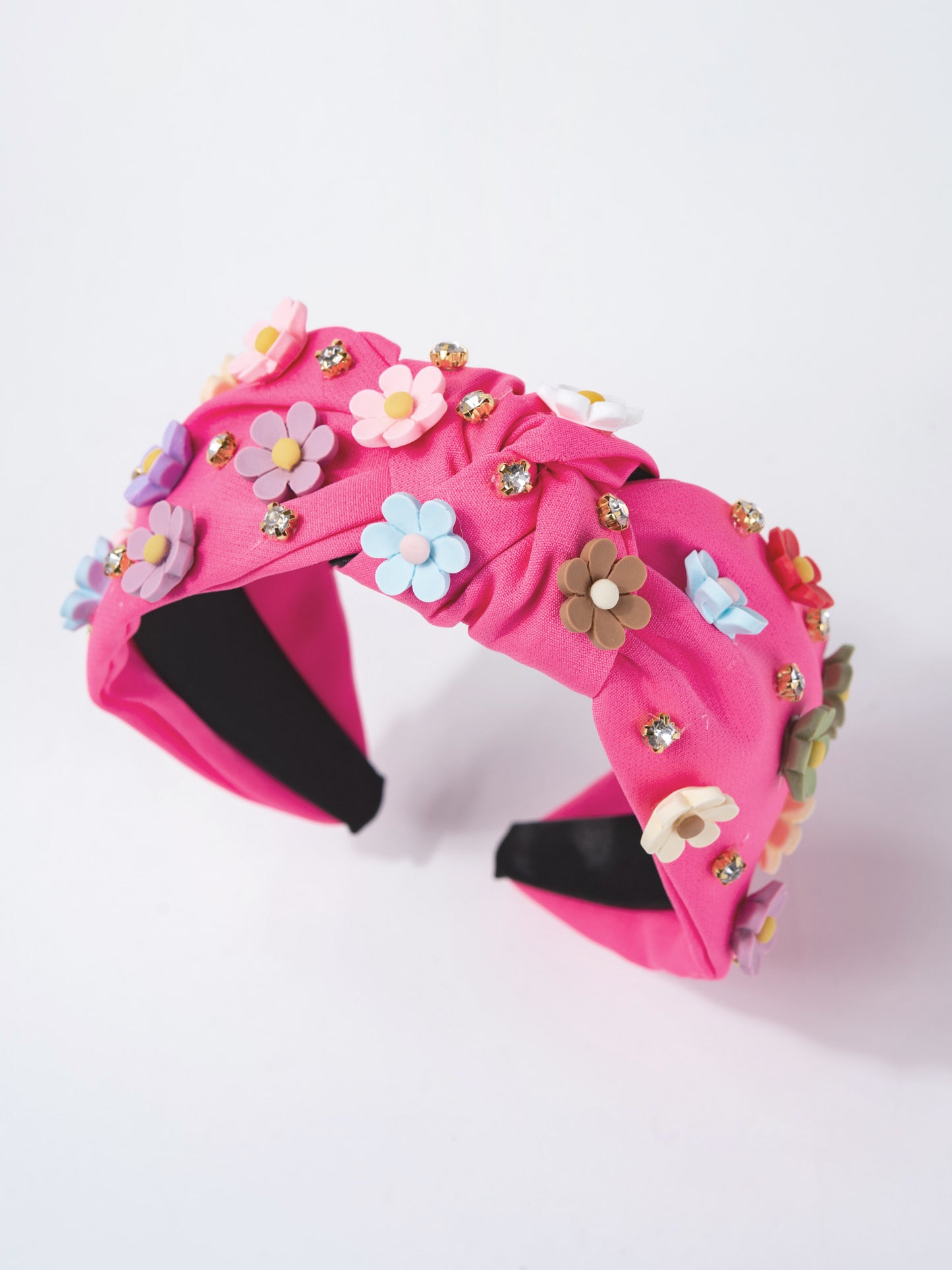 Grace Multicolor Acrylic Floral Beaded Jeweled Headband | Fuchsia