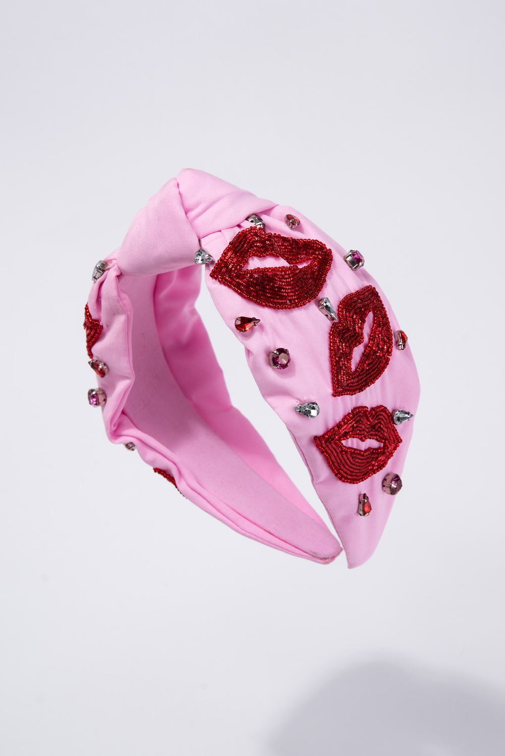 Bailey Lips Pattern Beaded Headband | Pink