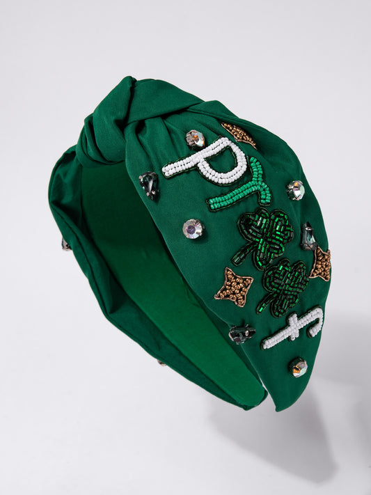 Goldie Shamrock Proof Seed Beaded Headband | Green