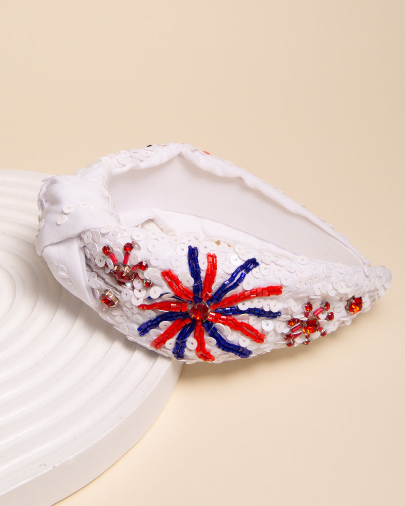 Lori Patriotic Fireworks Sequin Embellished Crystal Headband