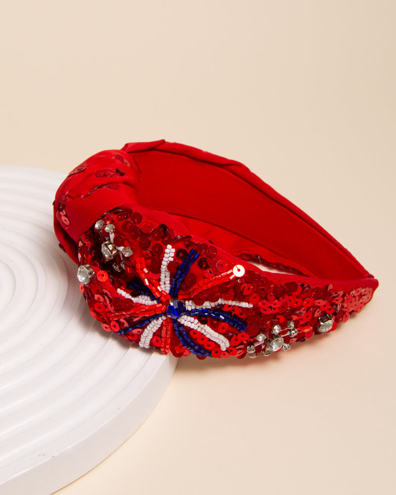Lori Patriotic Fireworks Sequin Embellished Crystal Headband
