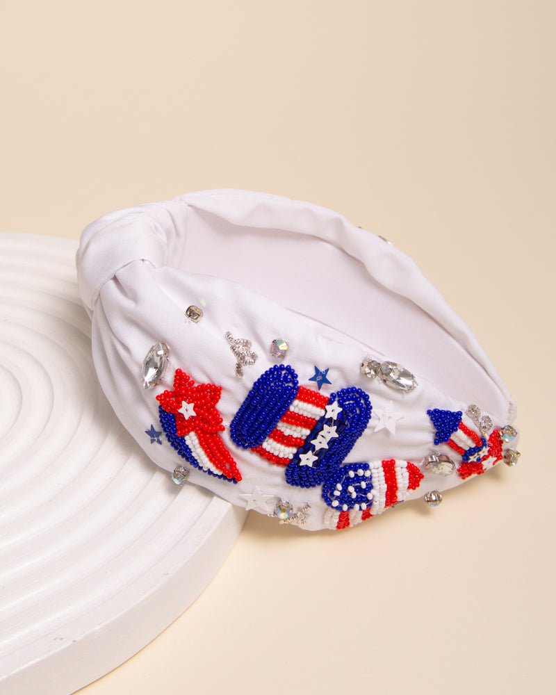 Patricia Patriotic Fireworks Sequin Embellished Crystal Headband