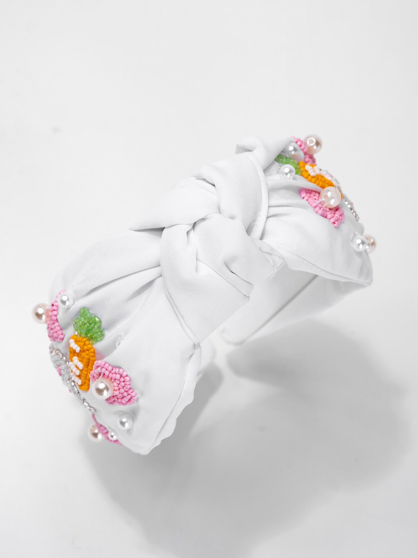 Harper Floral Easter Bunny Beaded Top Knotted Headband