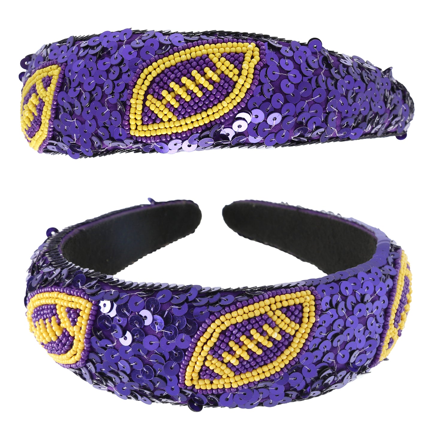 Olivia Two-Tone Football Sequins Seed Beaded Head Band
