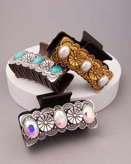 Angela Western Decorative Turquoise Hair Claw Clip