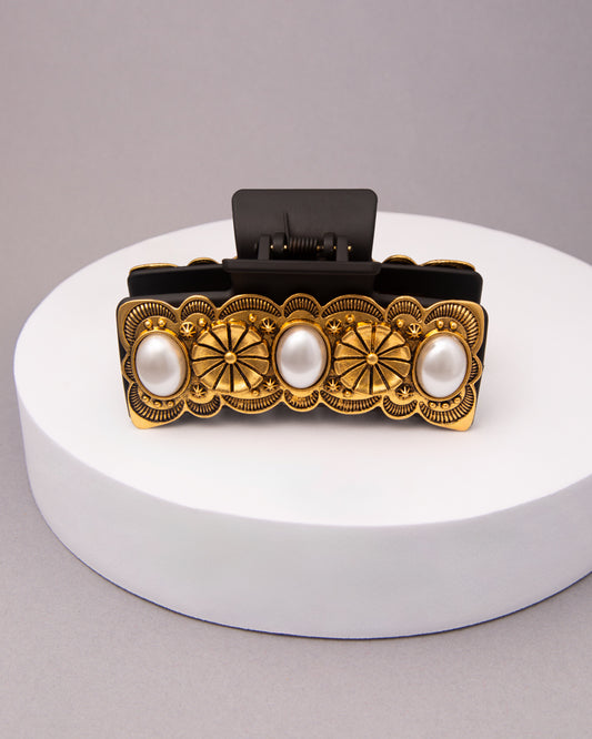Angela Western Decorative Turquoise Hair Claw Clip | Gold