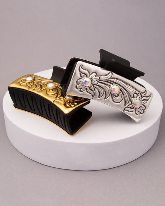 Alicia Western Decorative Jeweled Metal Hair Claw Clip