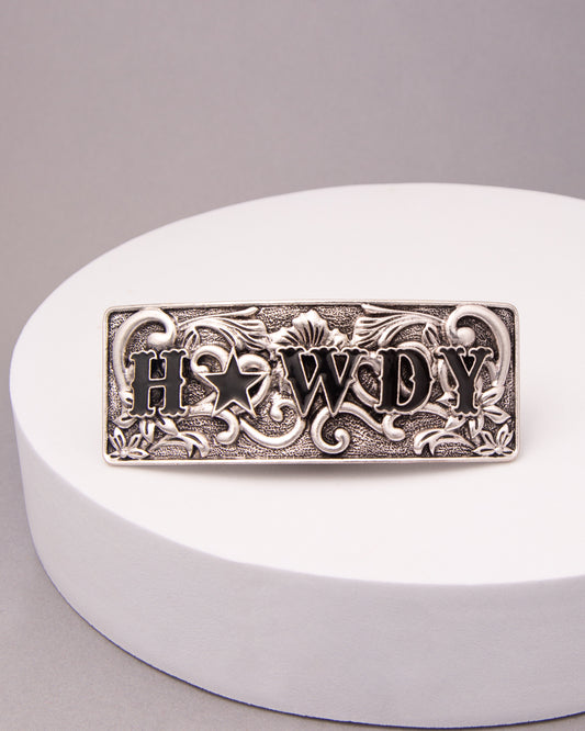 Blaire Western Decorative Howdy Metal Hair Barrette Clip
