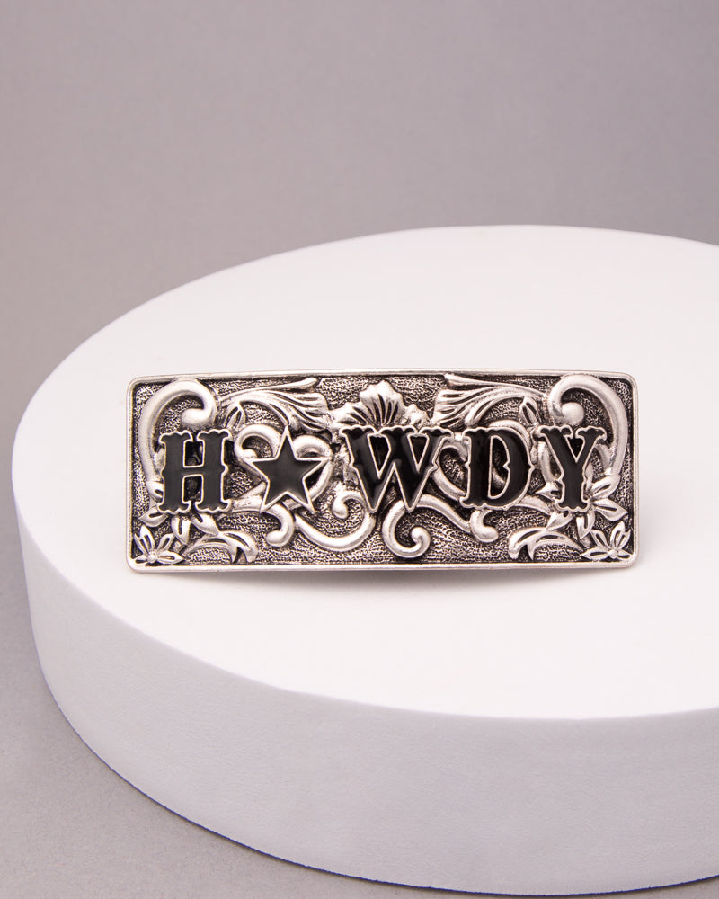 Blaire Western Decorative Howdy Metal Hair Barrette Clip