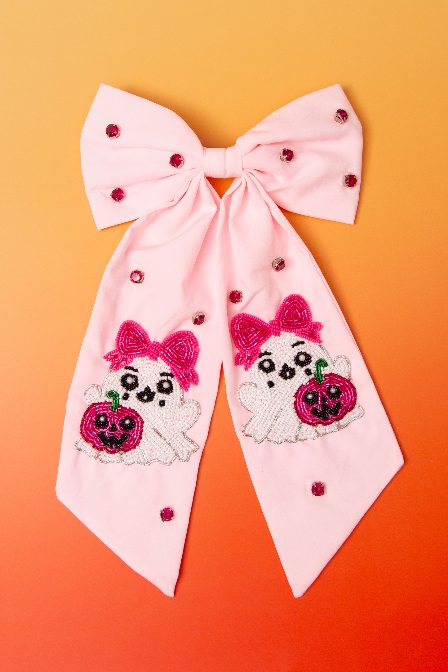 Ruby Halloween Seed Beaded Bow Barrette Hair Clip