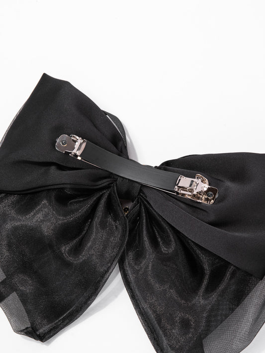Isla Bow Stone Hair Clip | Black