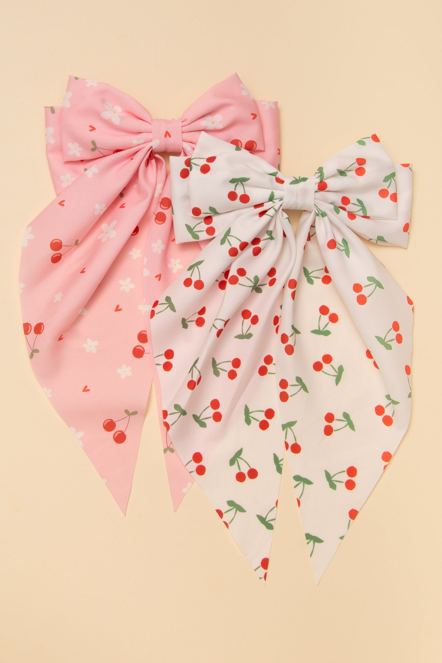 Maya Flower Cherry Pattern Graphic Print Bow Barrette Hair Clip