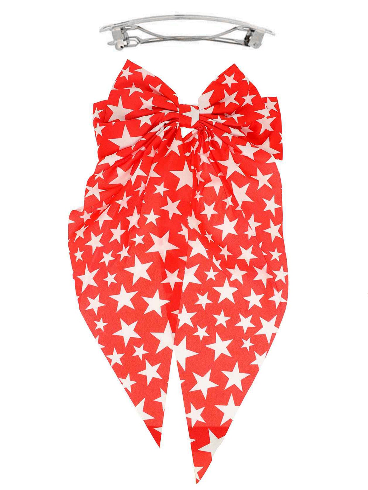 Autumn America Theme Graphic Print Star-Spangled Pattern Bow Barret