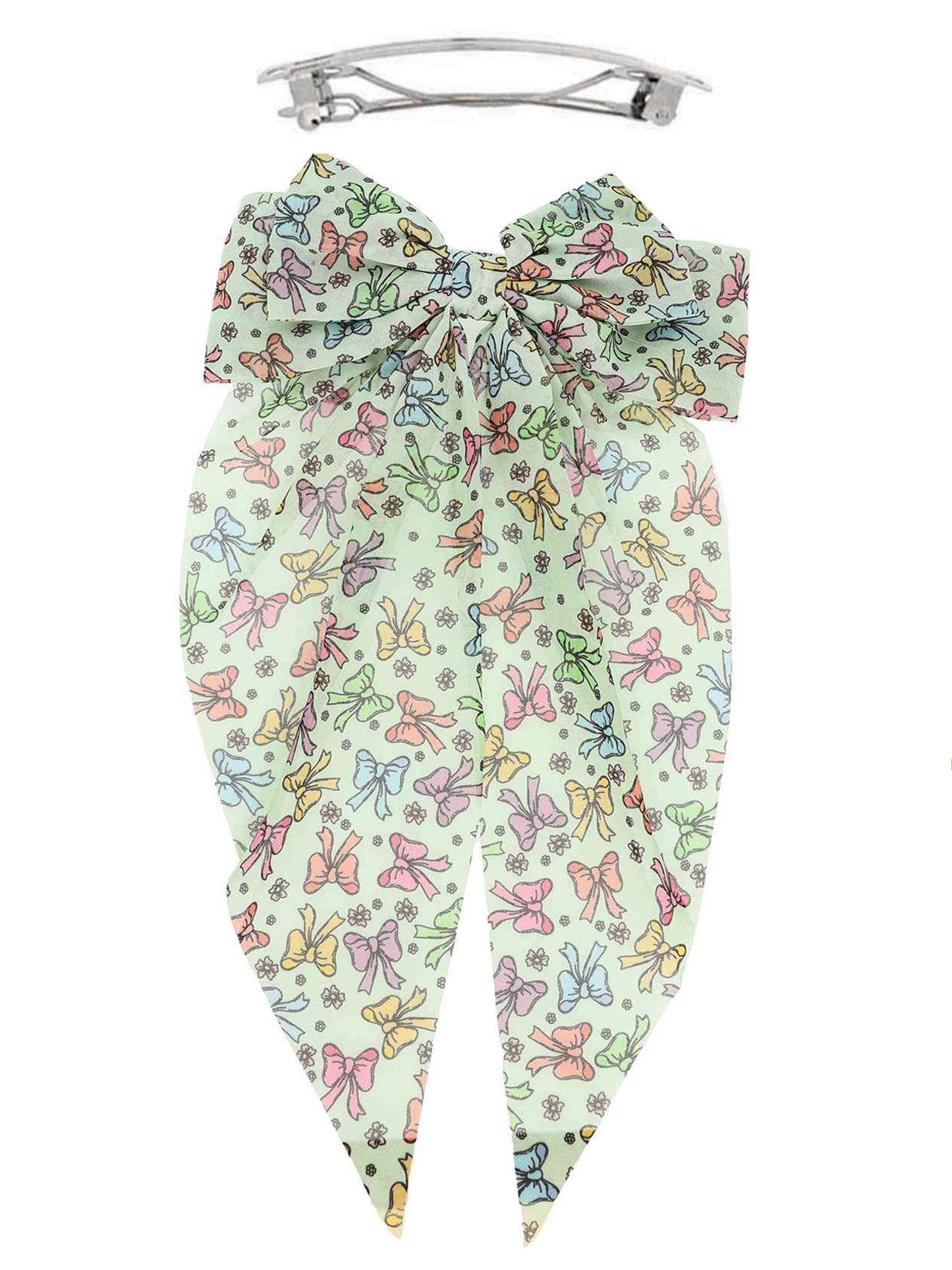 Lucia Floral Longtail Bow Pattern Graphic Print Bow Barret