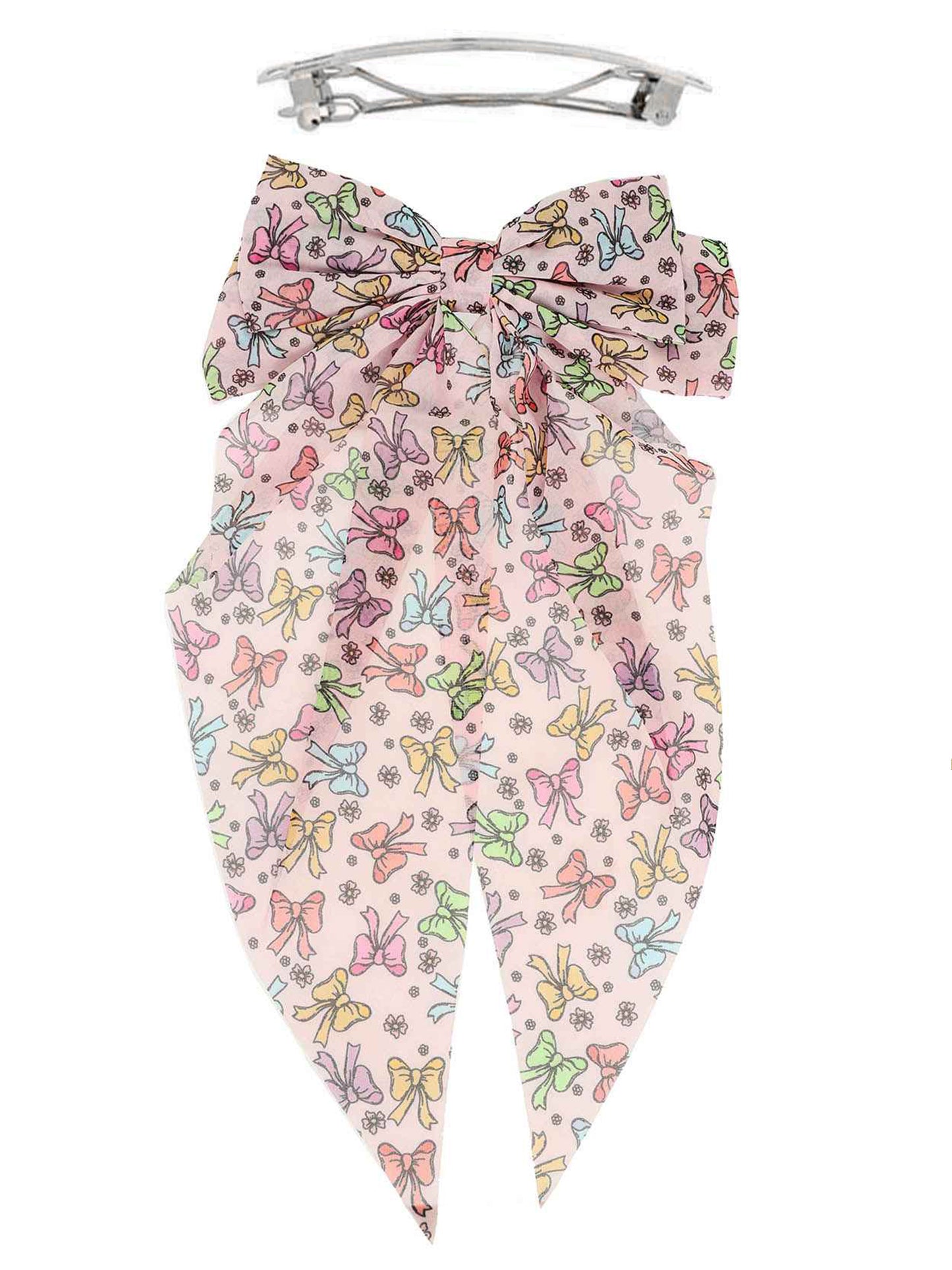 Lucia Floral Longtail Bow Pattern Graphic Print Bow Barret