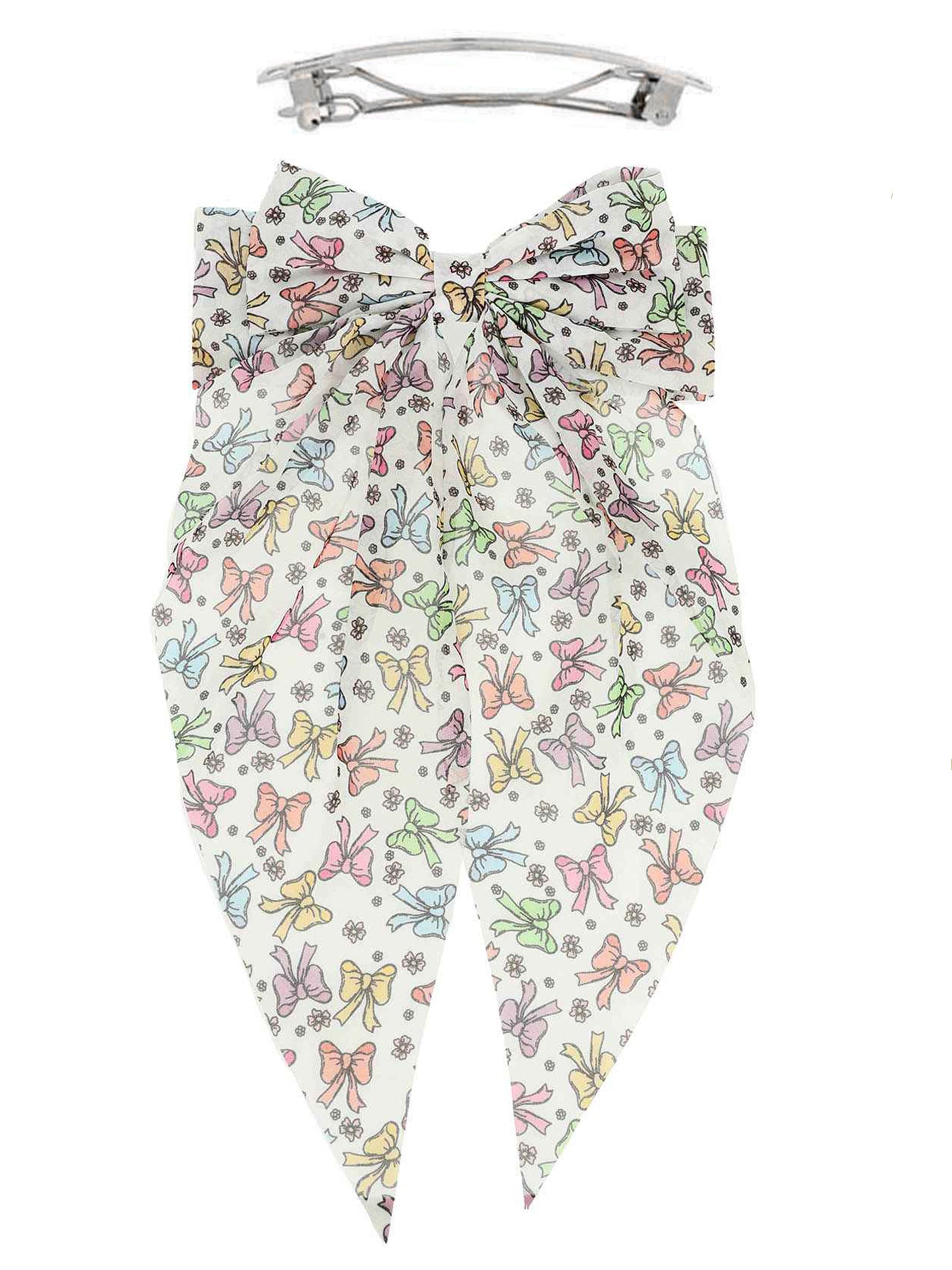 Lucia Floral Longtail Bow Pattern Graphic Print Bow Barret