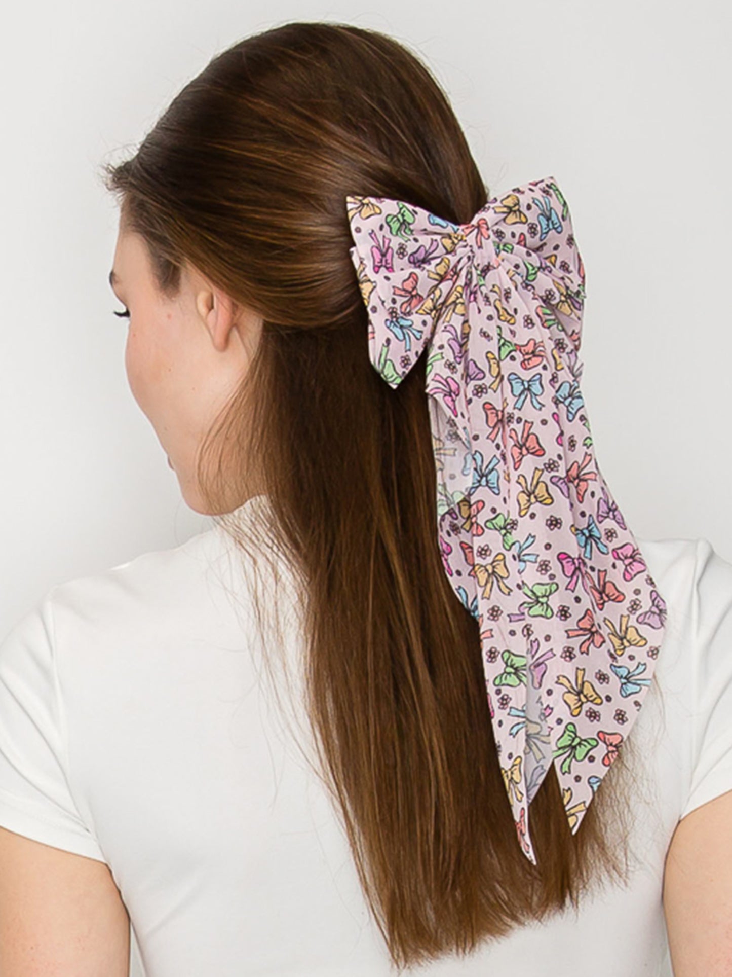 Lucia Floral Longtail Bow Pattern Graphic Print Bow Barret