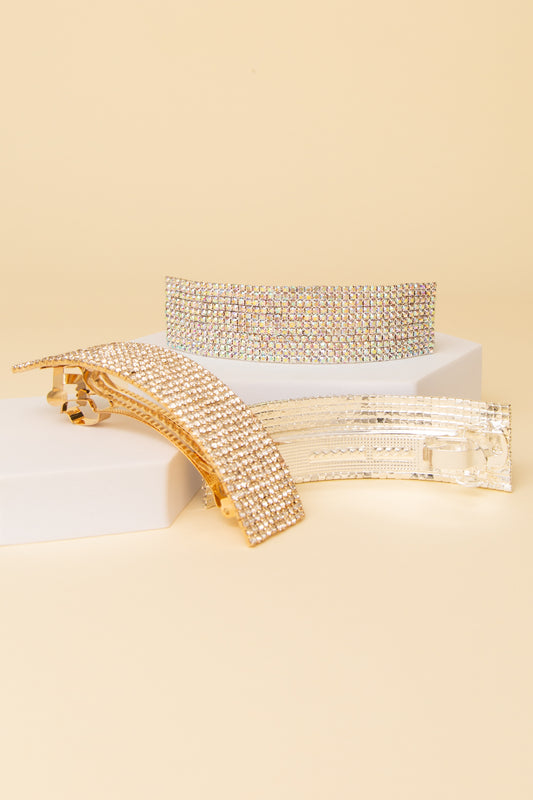 Isabel Rhinestone Pavé Rectangular Hair Barrette Clip