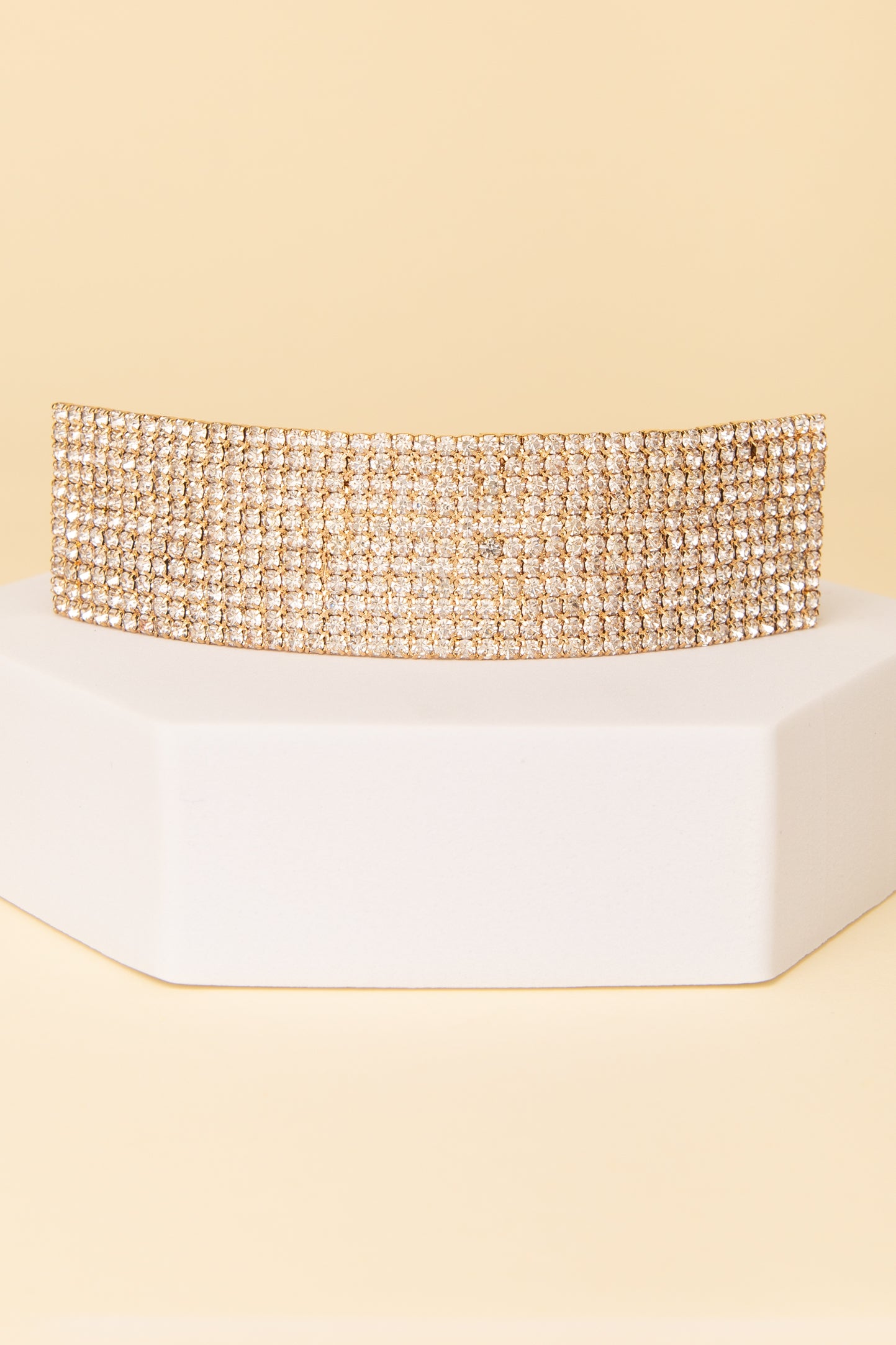 Isabel Rhinestone Pavé Rectangular Hair Barrette Clip | Gold