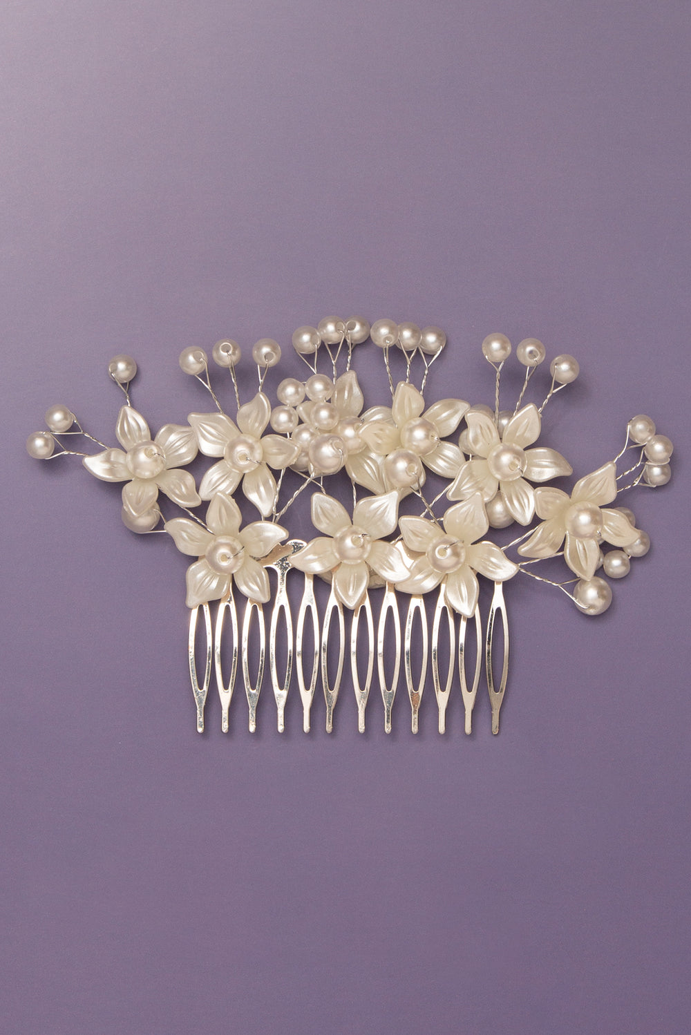 Estelle Bridal Floral Pearl Spray Crystal Hair Comb