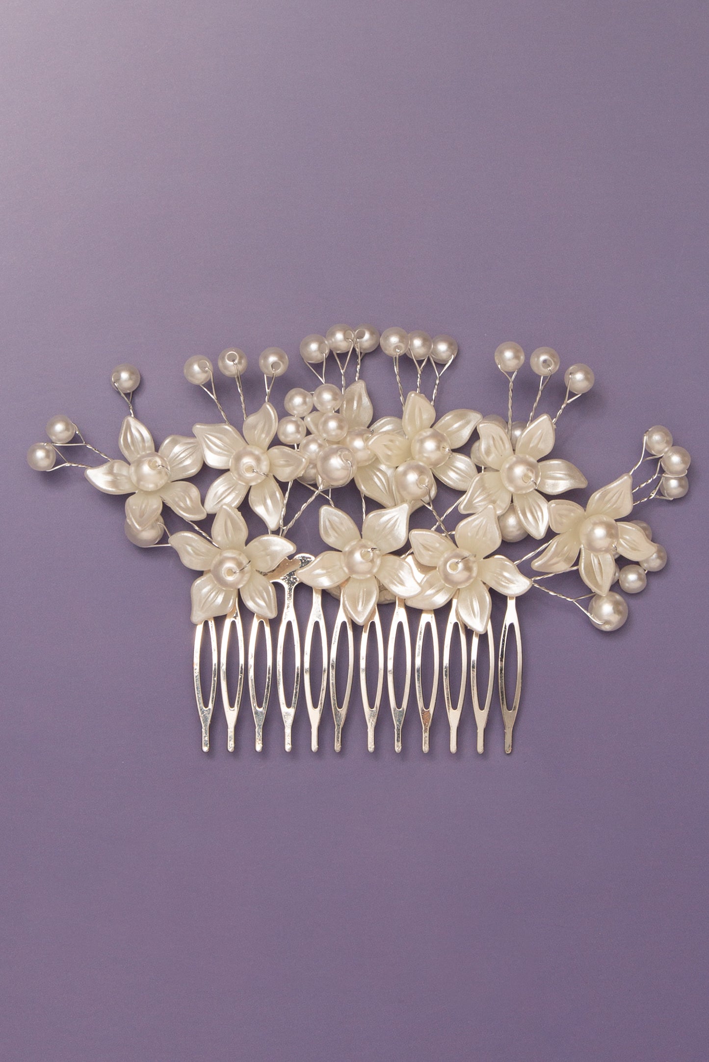 Estelle Bridal Floral Pearl Spray Crystal Hair Comb
