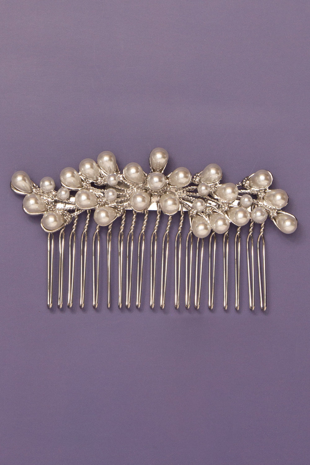 Gabrielle Pearl Teardrop Floral Spray Hair Comb