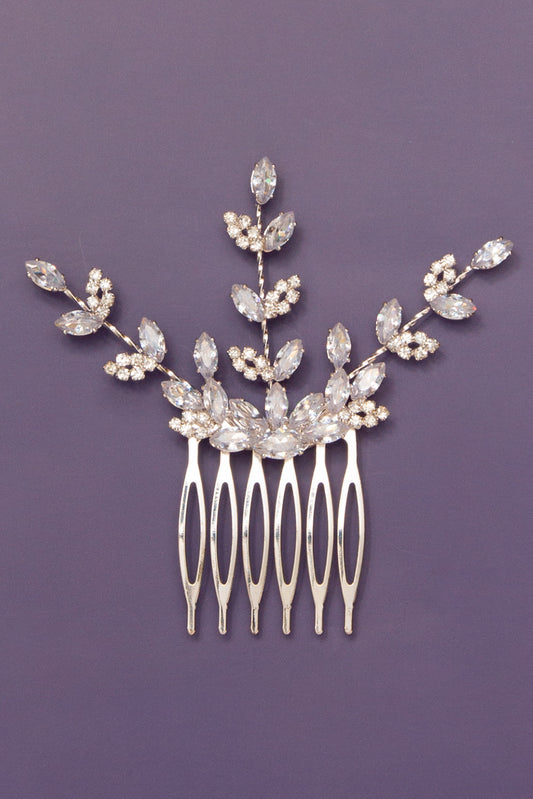 Jenna Marquise Flower Cluster Cubic Zirconia Hair Comb