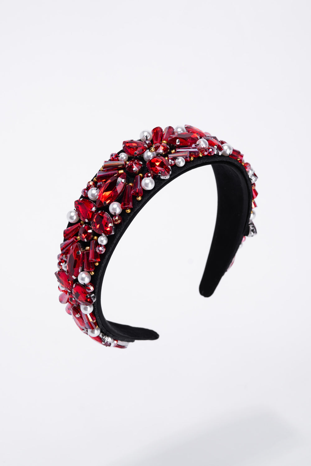 Georgia Elegant Rhinestone Beaded Headband | Red